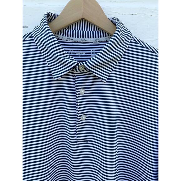 Walter Hagen 11 Majors Golf Polo Mens XXL Blue Stripe Stretch Coastal Nautical - Picture 3 of 5